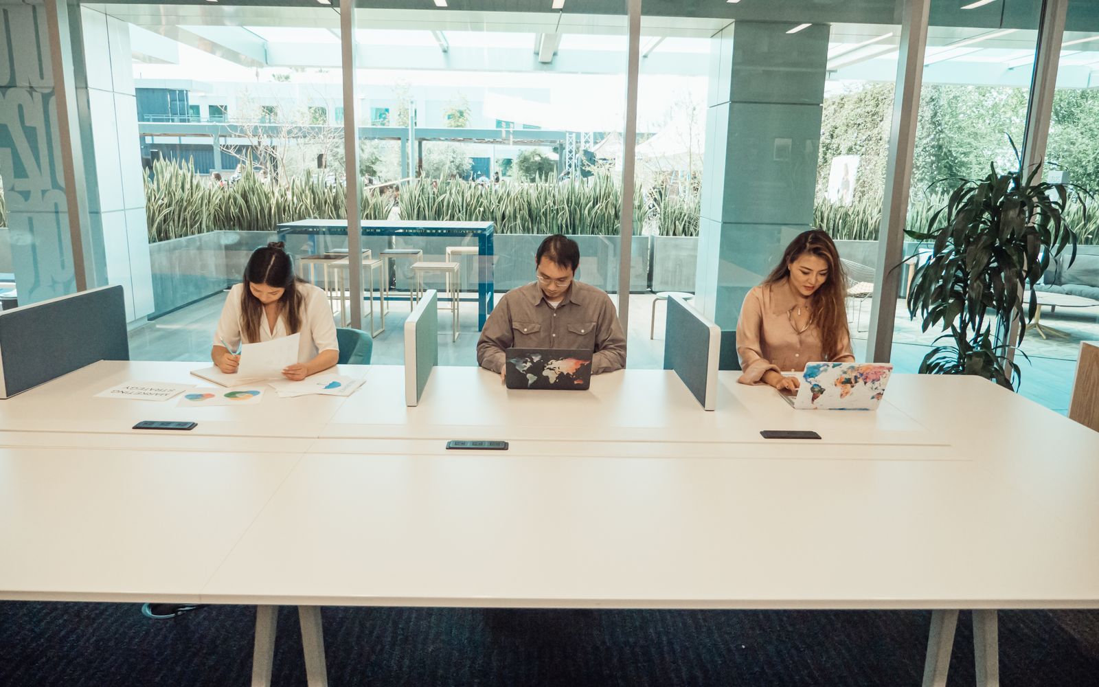 Open workspace with hot desks